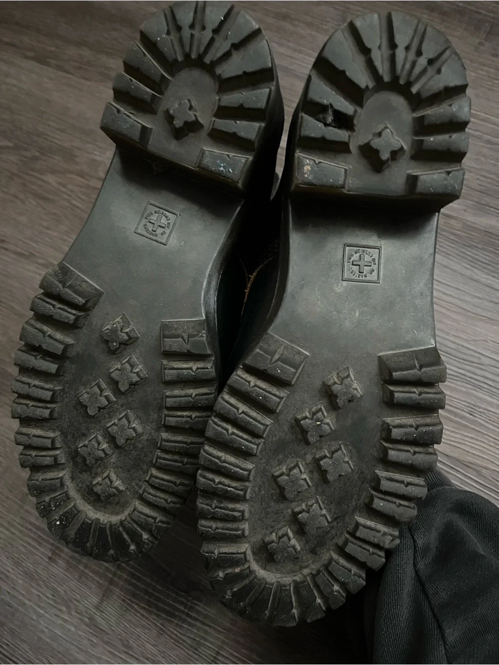 Dr. Martens Black Leather Combat Boots with Teal Laces - Picture 9 of 9